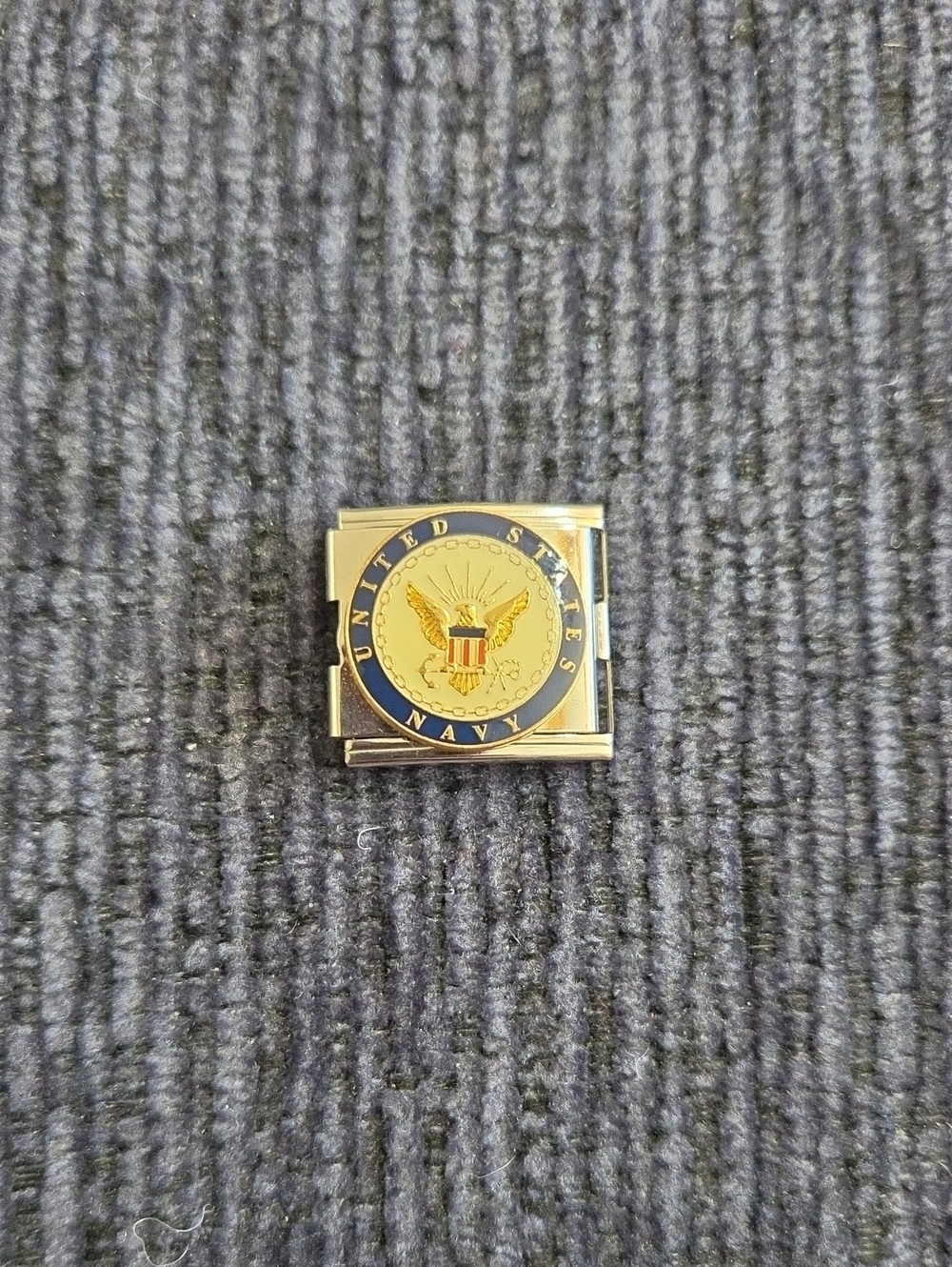 United States Navy Gold and Blue Large Italian Charm Link NEW